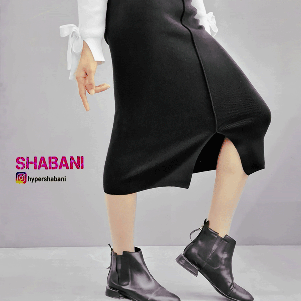 دامن بافت چاک دار(9015)