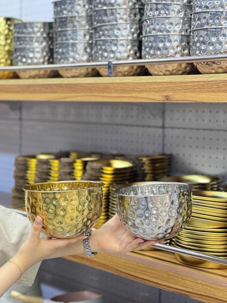 کاسه استیل توپ توپی سایز 1نقره ای(5602)