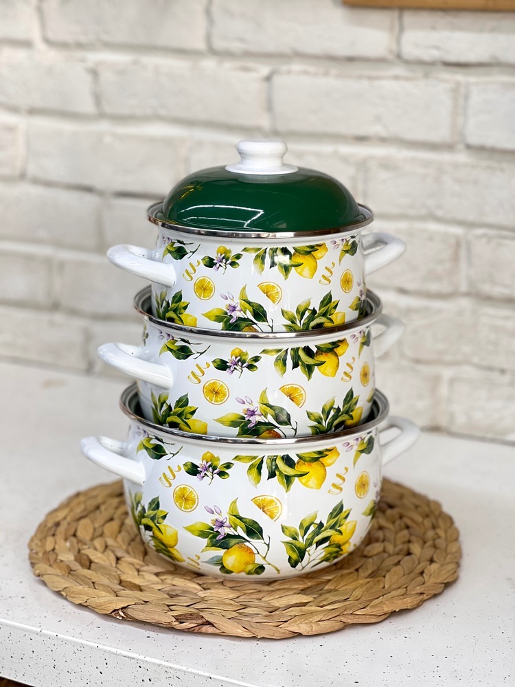 ست سه تایی قابلمه لعابی طرح دار(7524)