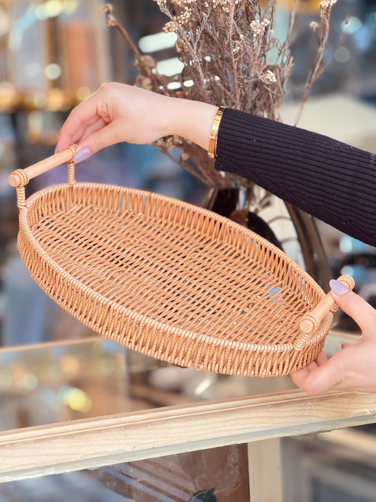 سینی بیضی طرح حصیری سایز بزرگ(7091)