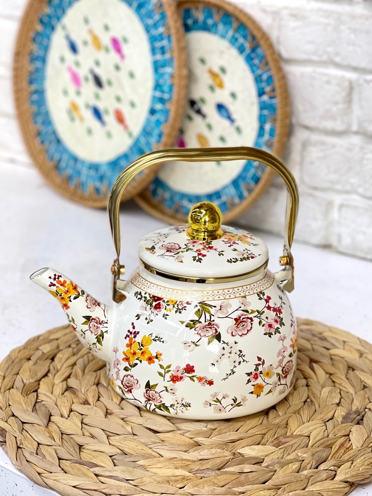 کتری لعابی گل دار(7522)