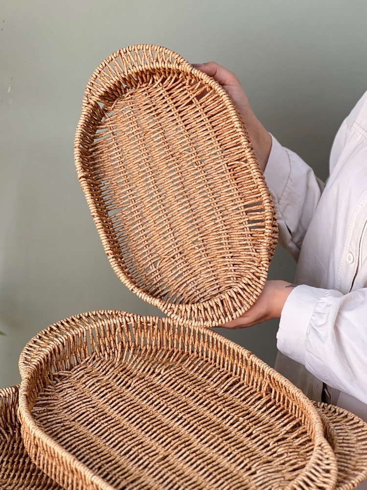 سینی بیضی طرح حصیر کوچک دسته دار(7321)