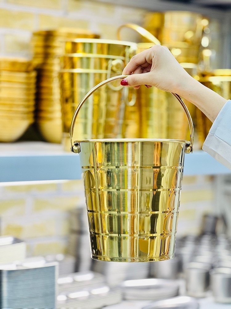 سطل یخ دسته دار طلایی(5716)