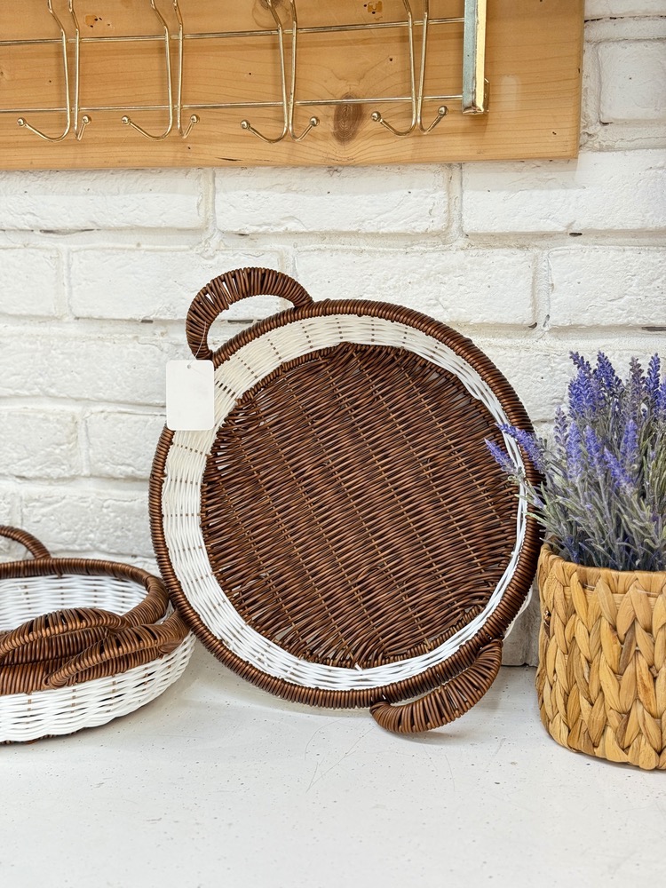 سبد حصیری گرد دسته دارسایزبزرگ(5663)