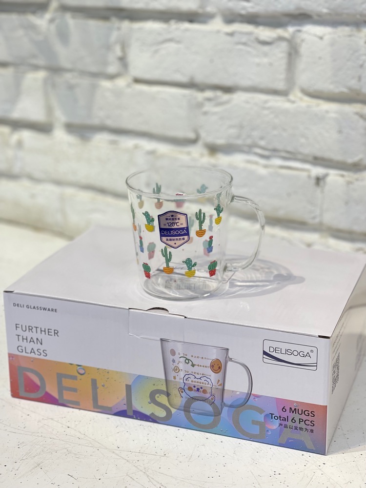 پک ۶عددی  لیوان پیرکس طرح کاکتوس(7483)