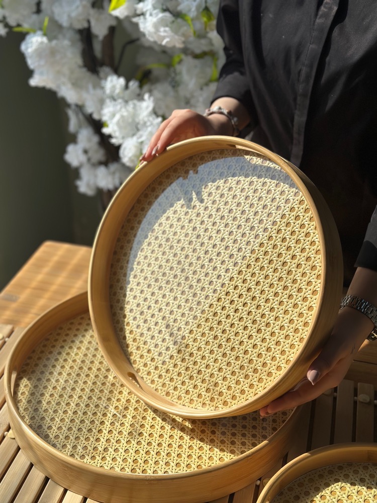 سینی سایز کوچک کف حصیری گرد(7140)