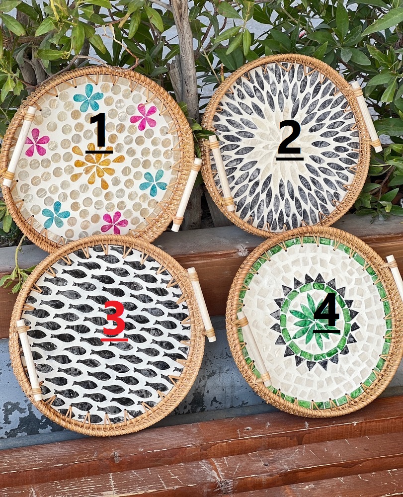 سینی راتان کف صدفی سایز کوچک(7143)