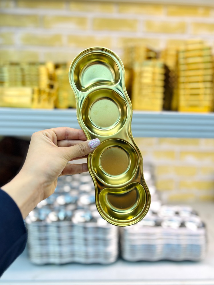 ظرف سرو طلایی4تایی گرد(7119)