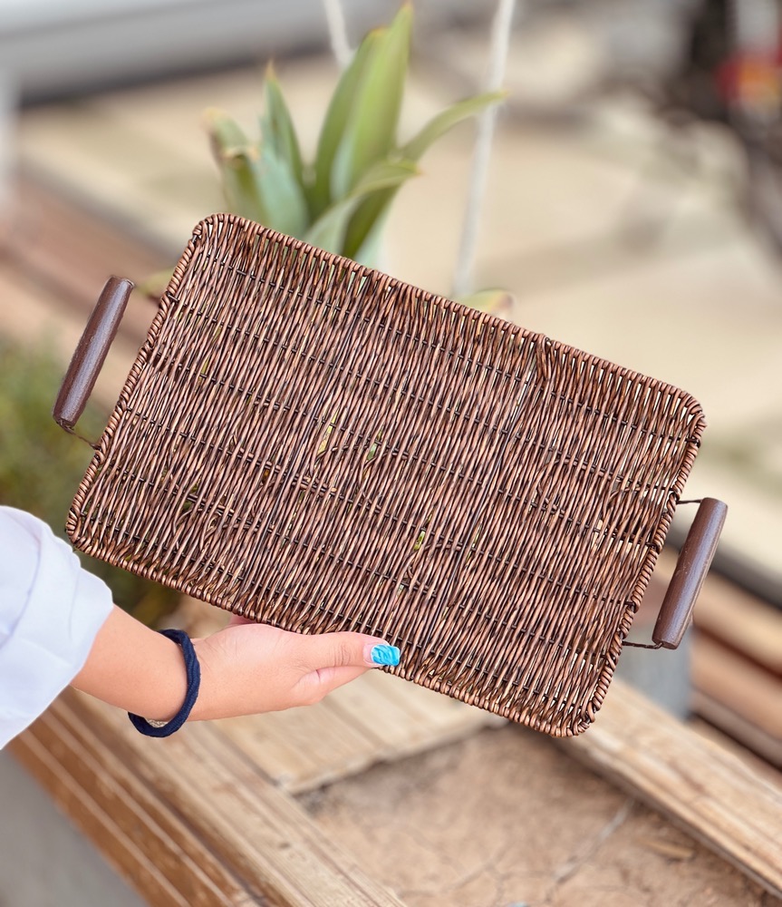 سینی طرح حصیری شکلاتی کوچک (5719)