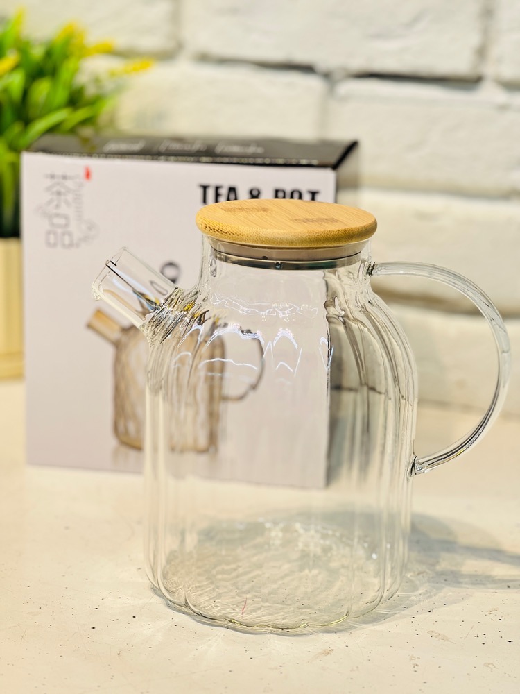 قوری پیرکس شیار داردرب بامبو(5946)