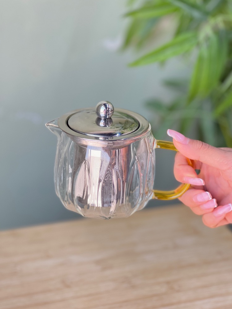 قوری پیرکس دسته طلایی (7389)