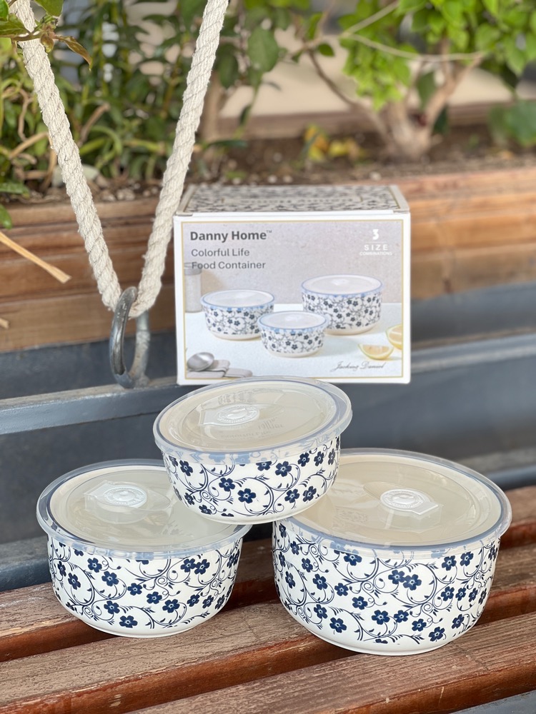 پک ظروف گل ابی دنی هوم سه تیکه(5925)