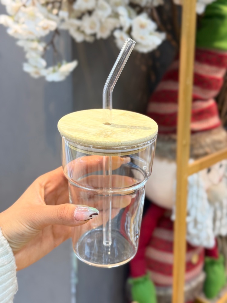 لیوان پیرکس درب بامبو(6031)