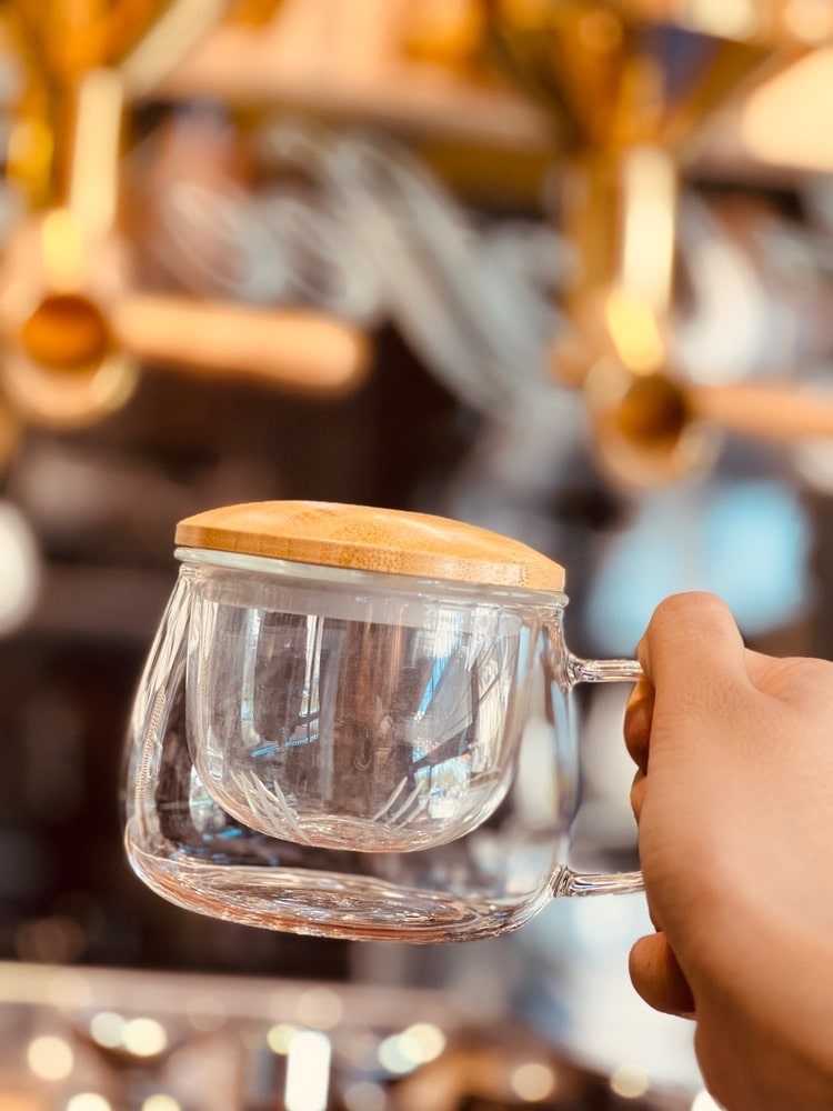 ماگ دمنوش پیرکس درب بامبو(5648)