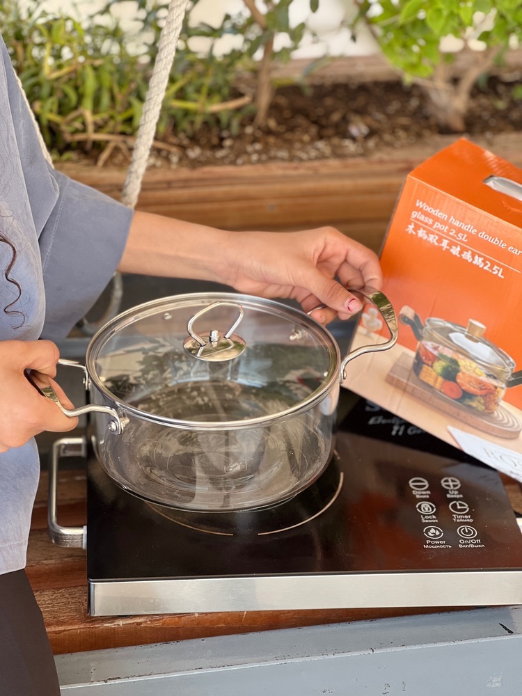 قابلمه پیرکس دسته استیل ۲/۵ لیتری (5907) 