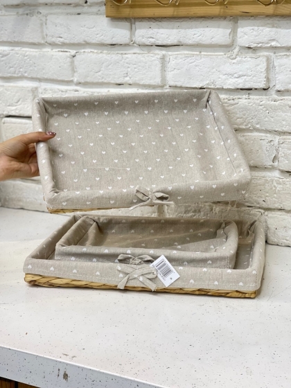 سبد حصیری کف پارچه ای سایز متوسط(5690)