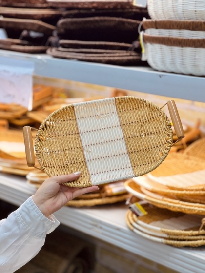 سینی طرح حصیر بیضی سایز کوچک(5678)