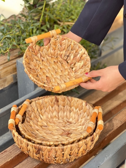 سبد حصیری نارنجی کوچک(5888)