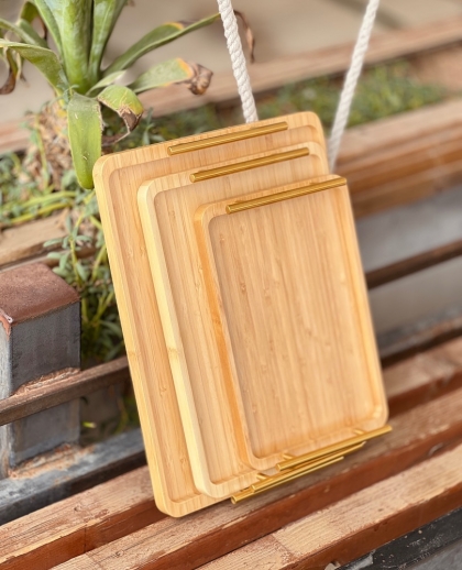 ست سینی سه تیکه دسته طلایی (5731)