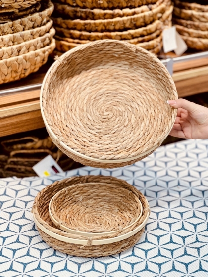 سبد حصیری دور نوار چوبی سایز بزرگ(5778)