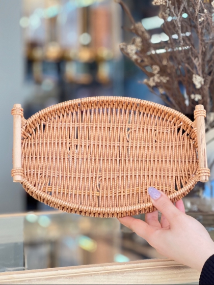 سینی طرح حصیری بیضی سایز کوچک(7093)