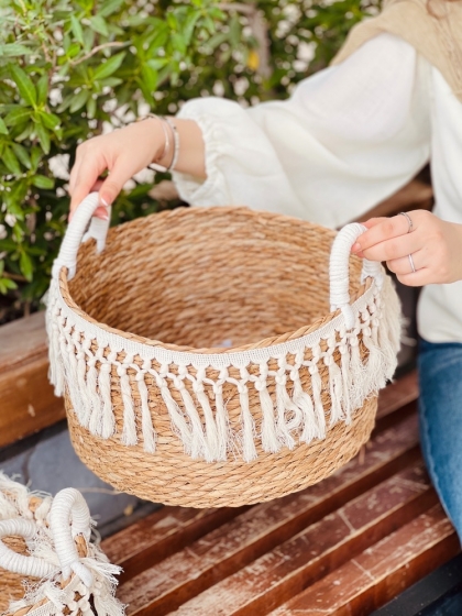 سبدحصیری دسته دارِ دور ریش سایز بزرگ(5772)