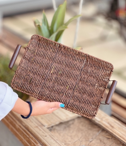 سینی طرح حصیری شکلاتی متوسط(5720)