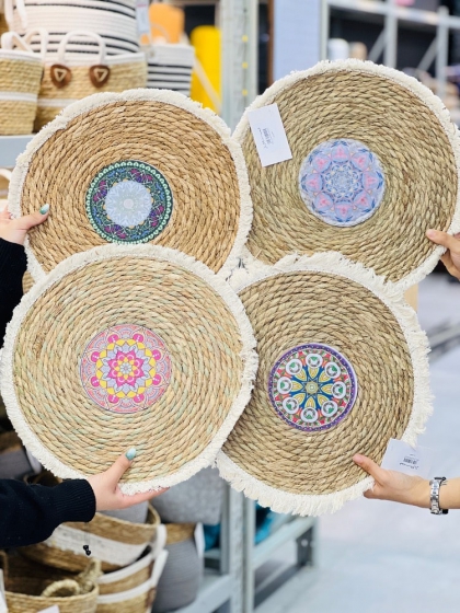 زیربشقابی حصیری طرح دار(5468)