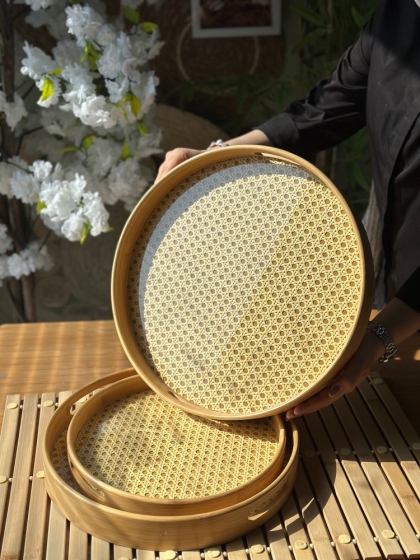 سینی سایز بزرگ کف حصیری گرد(7138)