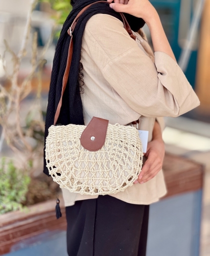 کیف حصیری دسته چرم(5830)