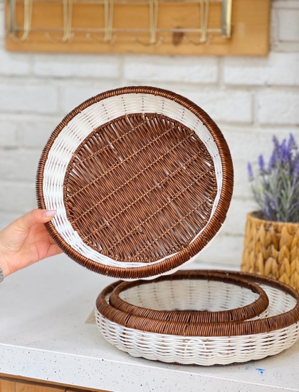 سبد حصیری دوررنگ متوسط(5665)