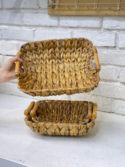 سبدحصیری دسته چوبی سایز بزرگ(5689)